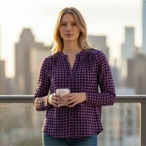 Worthington | Purple And Black | Long Sleeve Blouse | XL